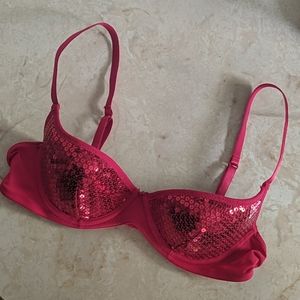 Red Sequin Bra 34A